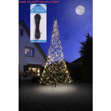 Fairybell 6 meter - Vlaggenmast Kerstboom - 900 LED Lampjes  - Warm wit