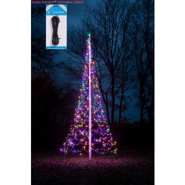 Fairybell 6 meter - Vlaggenmast Kerstboom - 1200 LED Lampjes  - Multicolor - Warm Wit