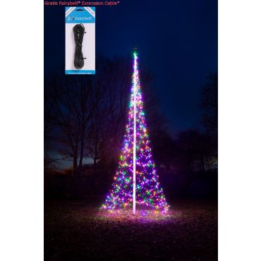 Fairybell 8 meter - Vlaggenmast Kerstboom - 1500 LED Lampjes - Multicolor